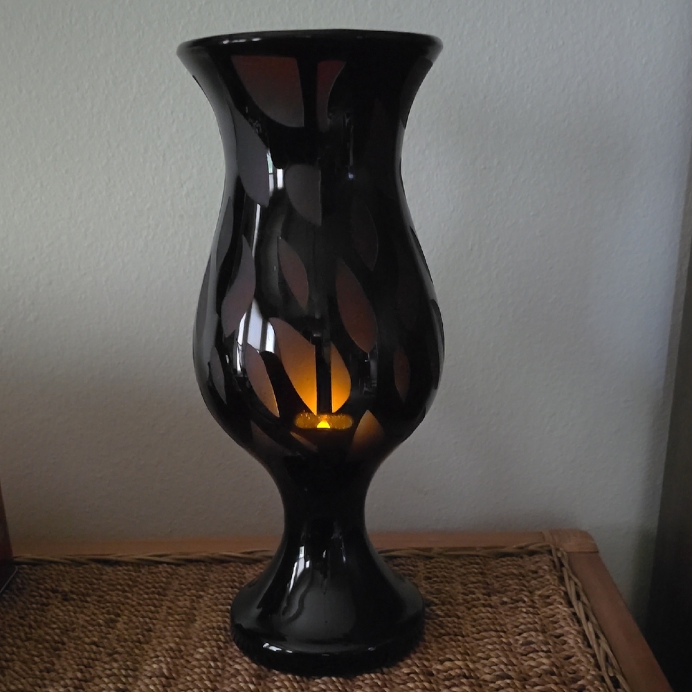 Elegant Deep Brown Glass Vase Candle Holder